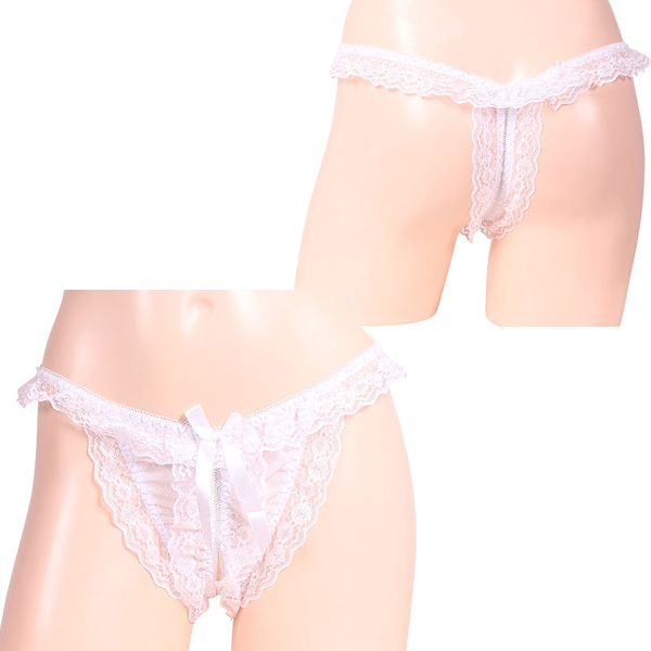 レースの揺れ感が際立つオープンショーツ ホワイト