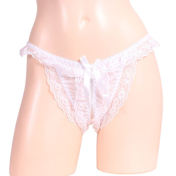 レースの揺れ感が際立つオープンショーツ ホワイト
