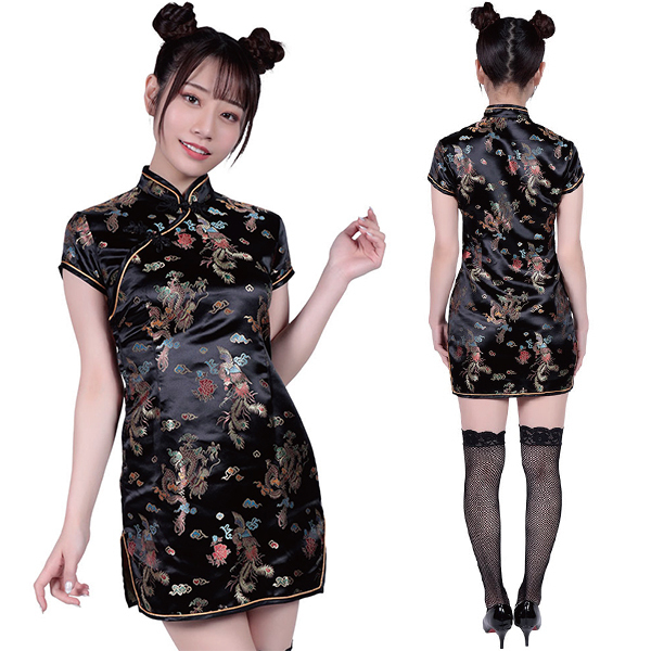 攻めるチャイナ服 ミニ ブラック
