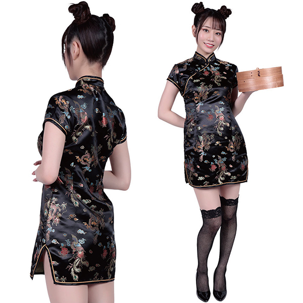 攻めるチャイナ服 ミニ ブラック
