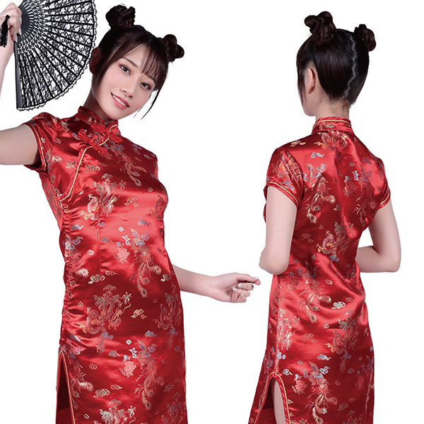 攻めるチャイナ服 ロング レッド