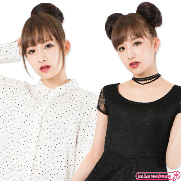 お団子 ブラック×ワインレッド