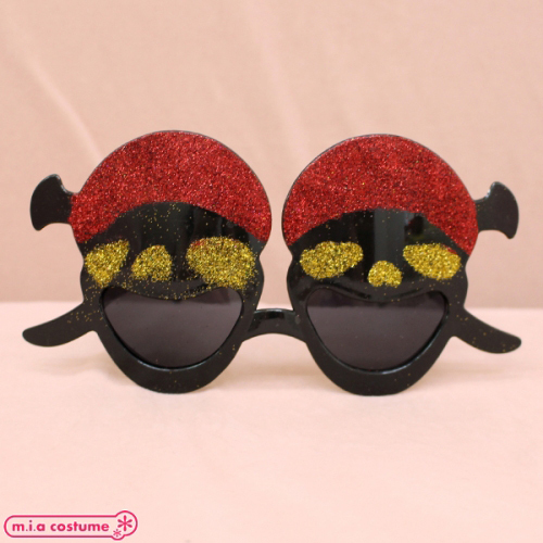 【340円★数量限定】海賊ドクロ仮面サングラス単品 黒×赤<お一人様1点限り>